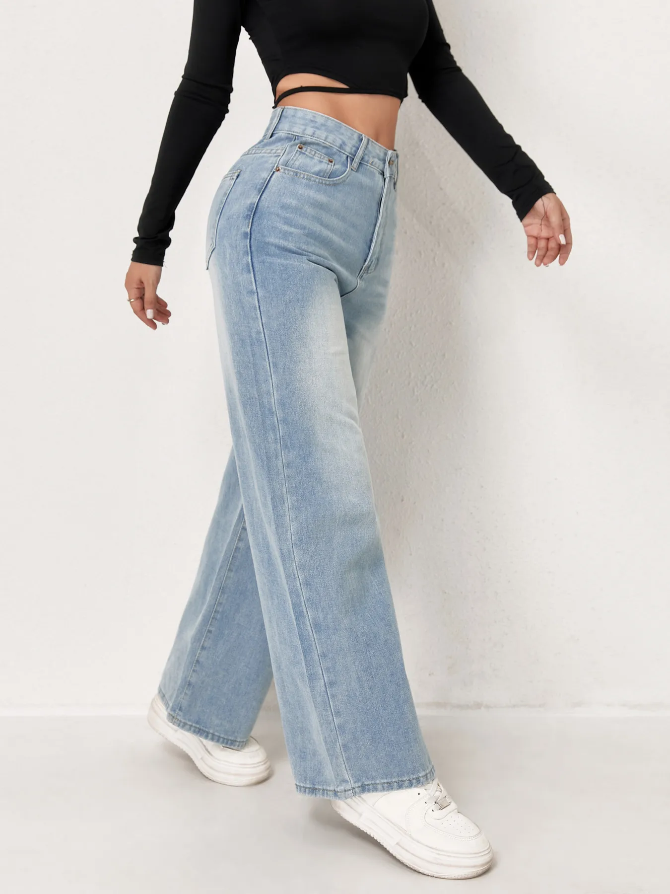 

Women Y2k Jeans Oversized Wide Leg Blue Washed Vintage Denim Trousers Trendy Urban Outfit Fashion Casual