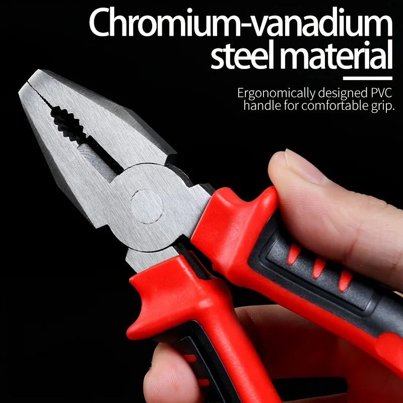 Industrial-Grade Chrome Vanadium Steel Electrician Pliers Set with Diagonal Cutters Needle-Nose Iron Construction for Profession