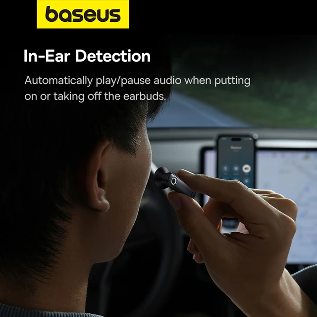 Baseus Car Handsfree Single Side Earphone Bluetooth 5 3 Dual Mic Handsfree Smart Earbuds Wireless