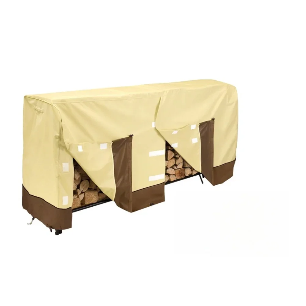 210D Oxford Cloth Firewood Rain Cover Outdoor Firewood Shed Waterproof Cover With Ventilation And Easy Access Handles 4FT 8FT