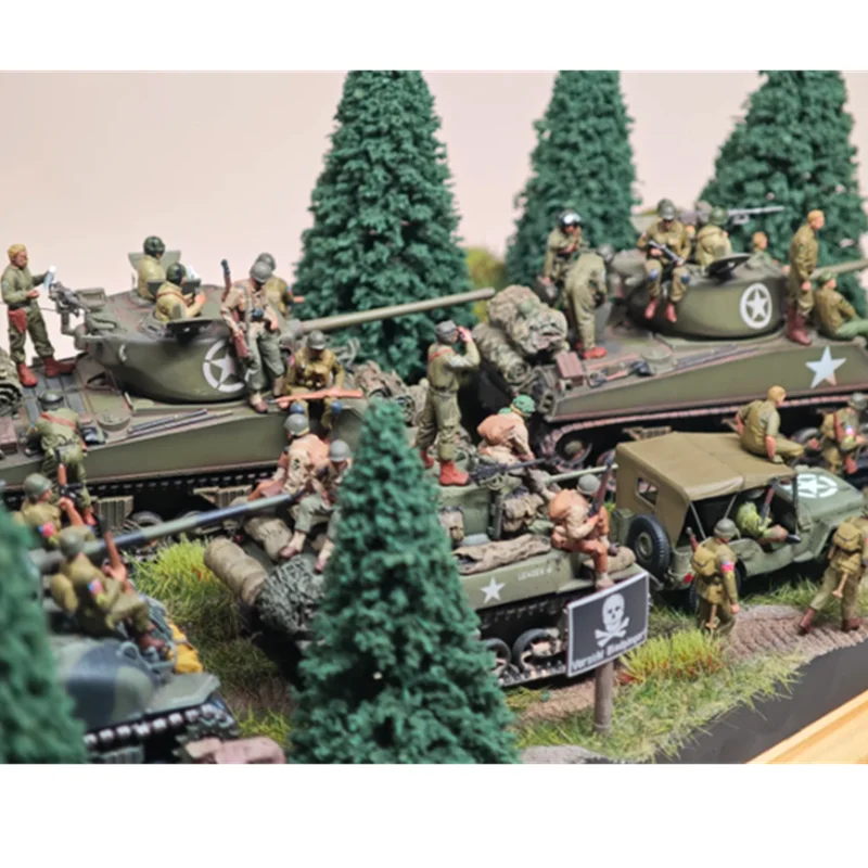 

New 1:72 Scale Model Resin 7 Pcs The Heavy Combat Team Soldiers Action Figure Scene Accessory Display Collection Toys Fans