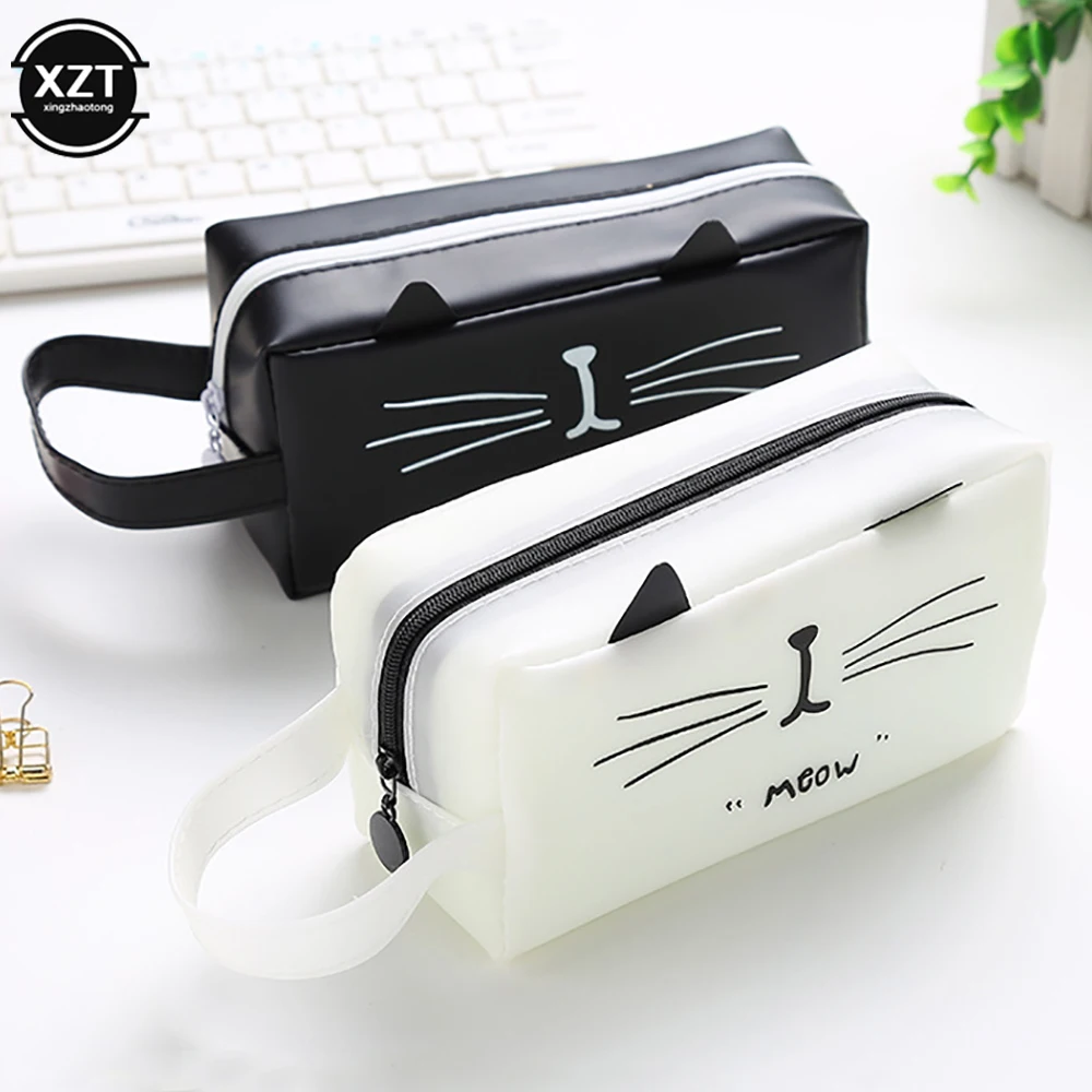 Cat Pencil Case Super Big Silica Gel Students School Supplies Stationery Gift School Cute Pencil Box Pencilcase Pencil