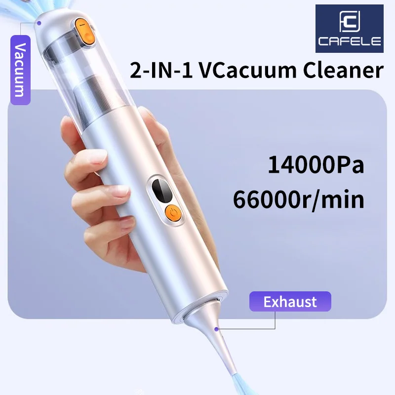 

CAFELE 100W Car Vacuum Cleaner Wireless Handheld 14000PA Cleaning Machine Portable Powerful Air Blower Air Pump 6000mAh