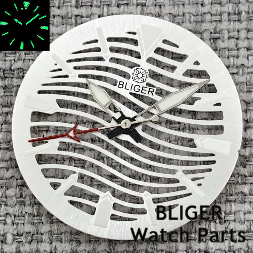 BLIGER New 2025 Men Hollow-out Watch Dial And Skeleton Hands Fit 29mm Silver Dial C3 Green Luminous Fit NH70 NH72