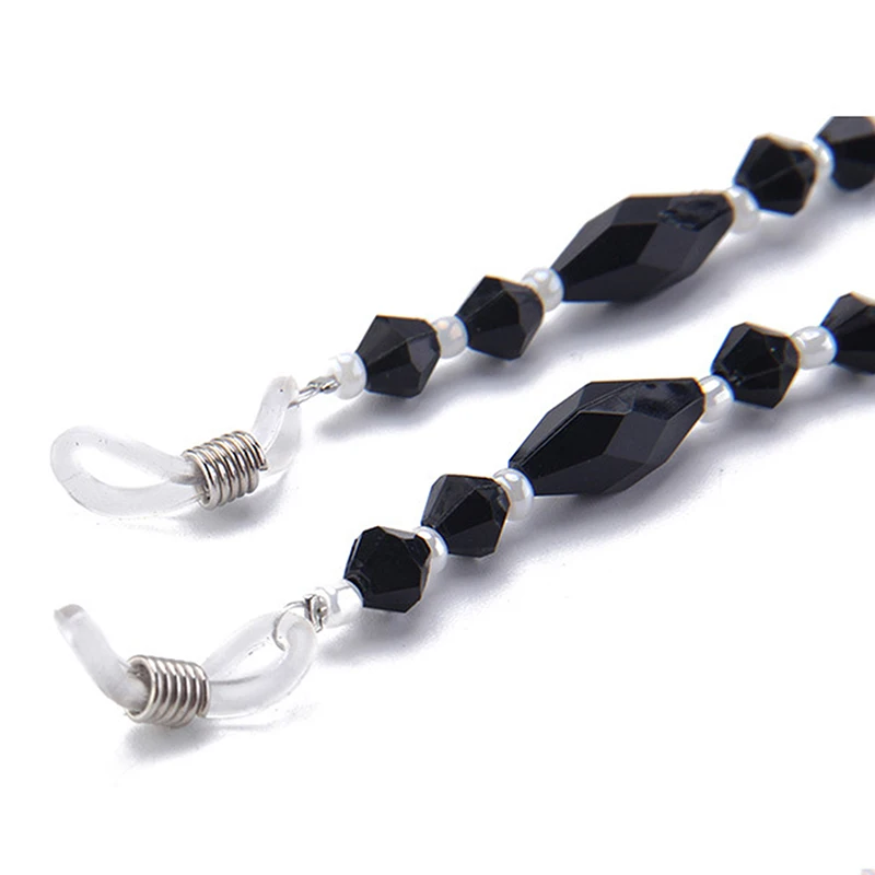 Fashion Women Eyeglass Chains Black Acrylic Beads Chains Anti-slip Eyewear Cord Holder Neck Strap Reading Glasses Rope