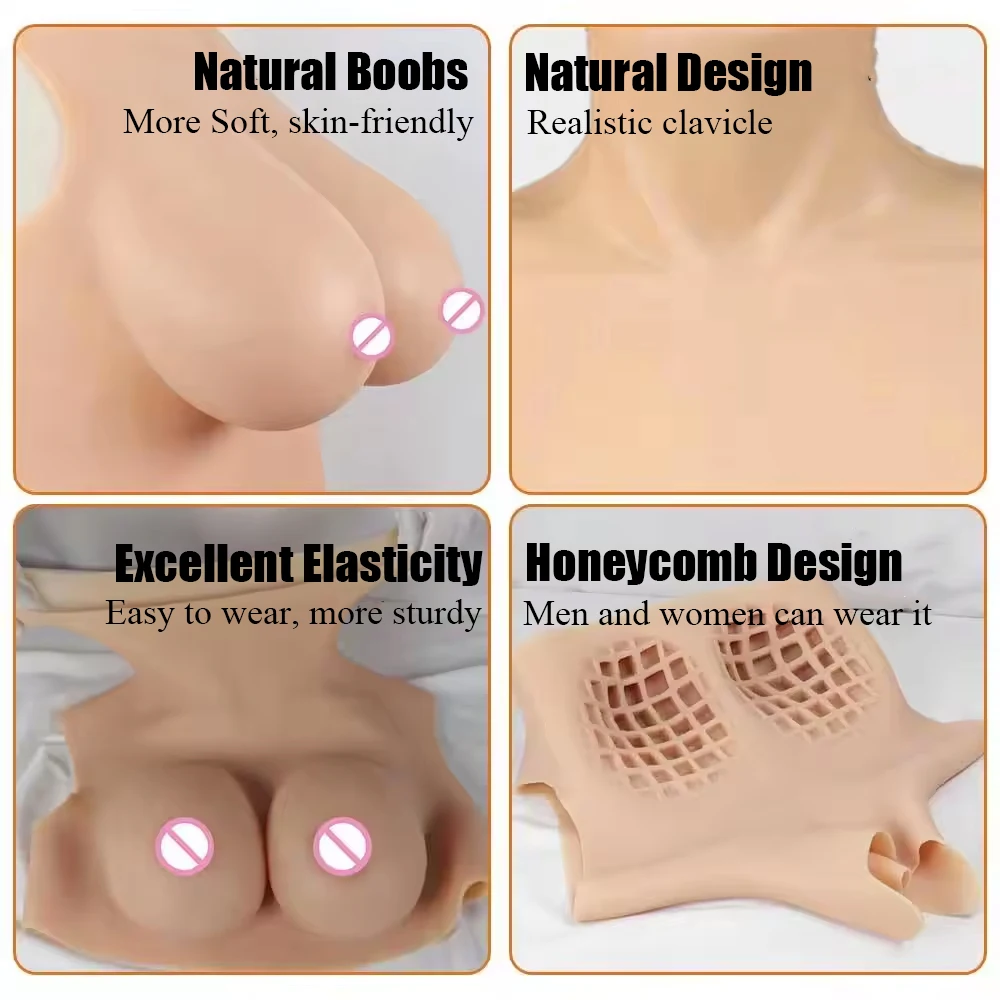 C Cup High Collar Fake Boobs Silicone Breasts Forms for Mastectomy Breast Cancer Patient Realistic Tits Wearable Artifical Chest