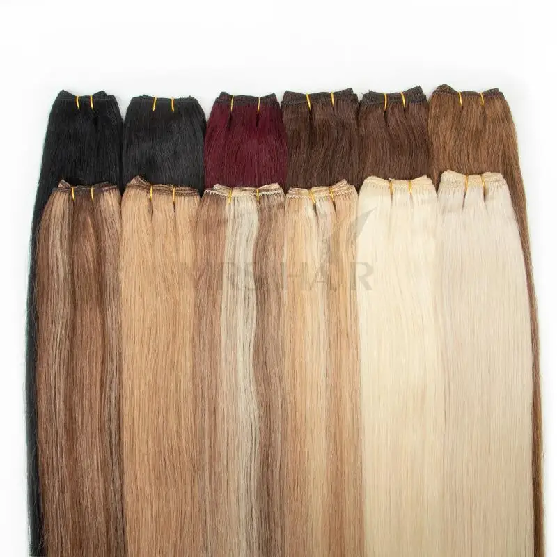 ストレート人毛バンドルナチュラルブラック縫製横糸ヘアエクステンション人毛マシンレミー 12 "-24" 50 グラム/バンドル