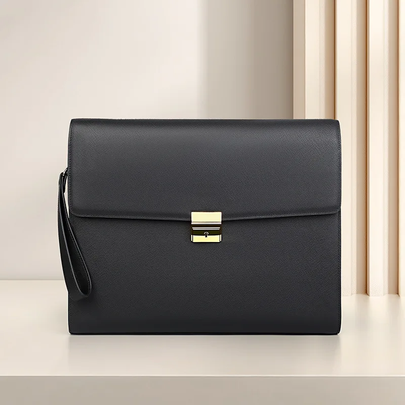 

New genuine leather handbag, casual clutch bag, fashionable and trendy commuting business men's clip bag, clutch bag