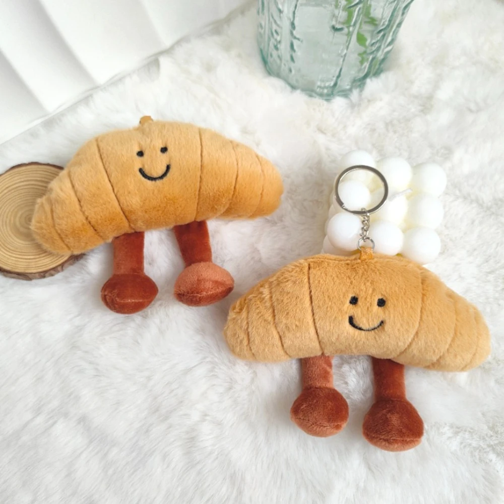 Small Gift Cute Cartoon Croissant Plush Pendant Soft Bread Doll Keychain Backpack Bag Decor Ornament