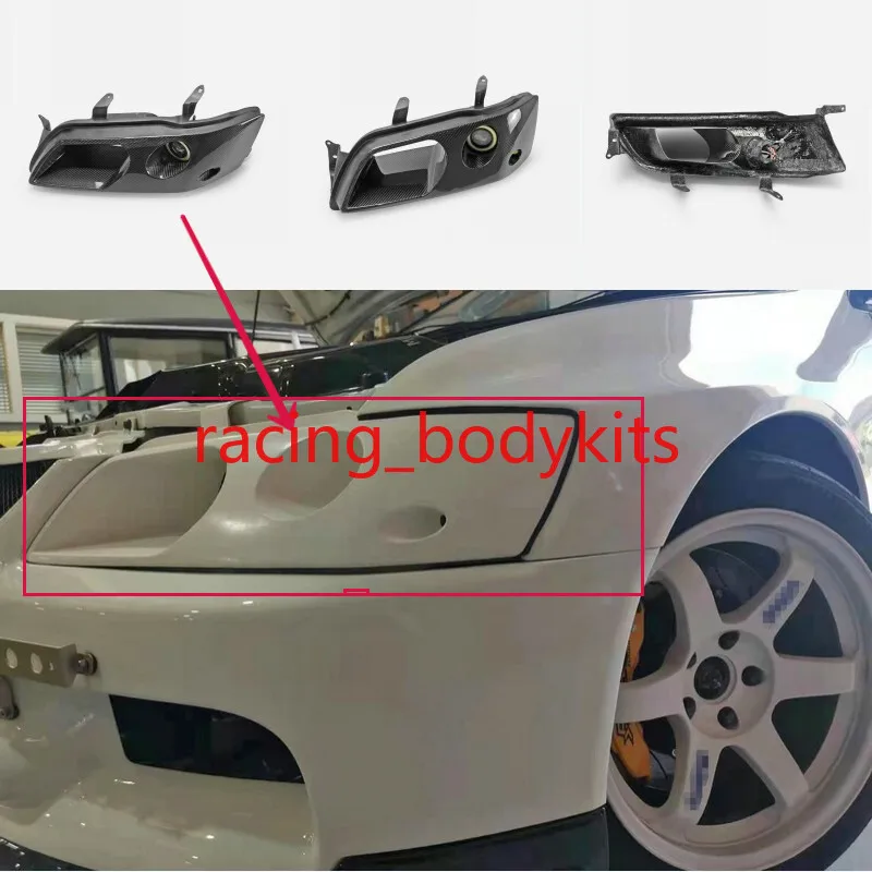 

1pcs Car BodyKits Carbon Fiber For Misubishi EVO 7 8 9 Front Vented Headlight Air Duct w/LED