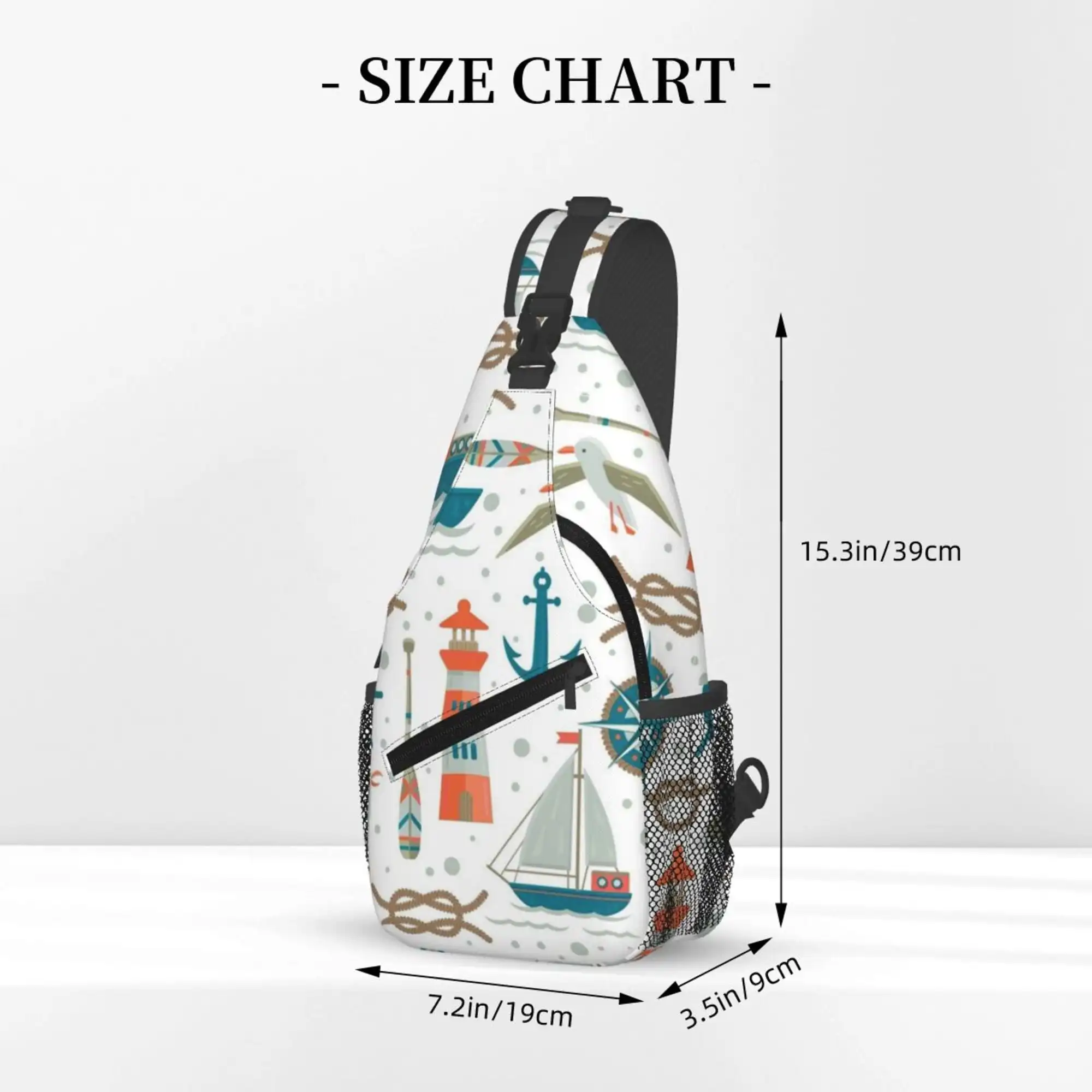 Ship Lighthouses Seagulls Sling Bag Crossbody Chest Backpack For Women Men Casual Adjustable Shoulder Daypack For Hiking Travel
