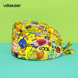 Chapéu médico com estampa de desenho animado, boné cirúrgico para pet shop, laboratório, chapéu de trabalho, tamanho único