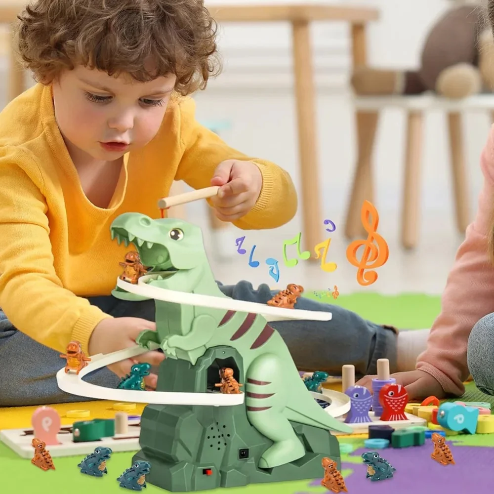 لعبة موسيقى شرائح تسلق الديناصورات مع 3 ديناصورات، لعبة ألغاز كهربائية ممتعة، هدية عيد الميلاد للأولاد والبنات في عيد الهالوين #6
