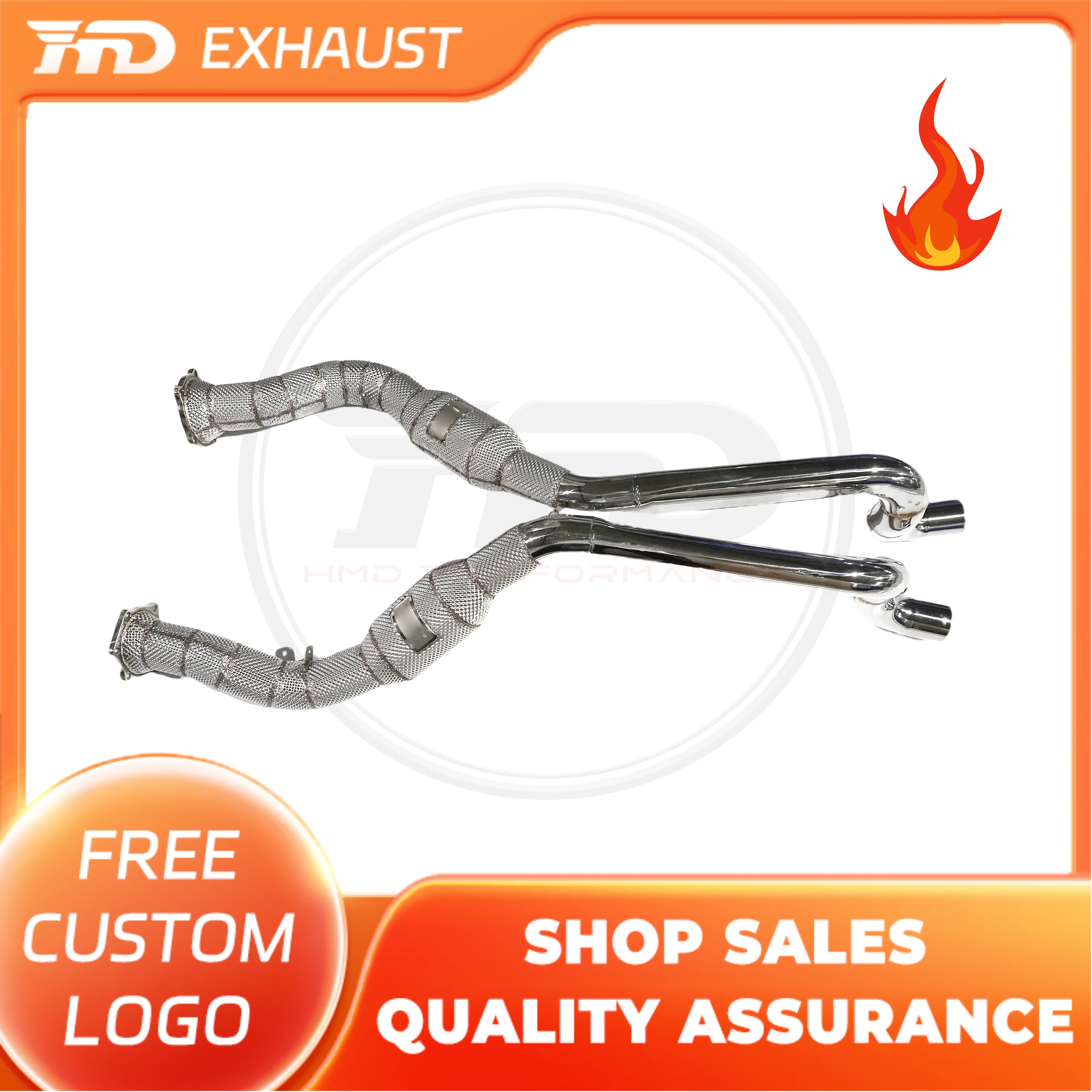 

HMD Hot sale for Porsche Panamera 970 Exhaust-pipe with Heat Shield SS304 Catted/Catless Downpipe Exhaust Headers Systems