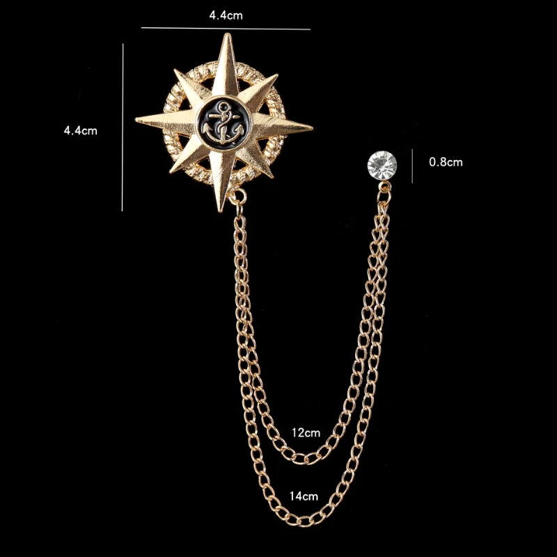 Retro Mode Kristall Gläser Brosche Quaste Kette Schlange Adler Tier Revers Pin Männer Anzug Hemd Kragen Abzeichen Schmuck Zubehör – Detail 2