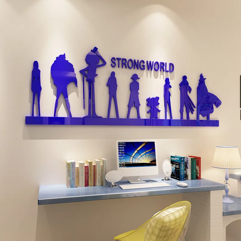 Pirate King Cartoon Creative  Wall Stickers, 3D Waterproof Acrylic Mirror for Bedroom, Living Room, Creative Background,