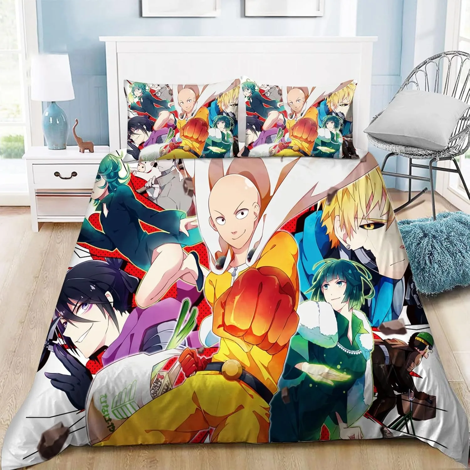 ONE PUNCH-MAN Duvet Cover Pillowcase Bedding Set Adult Boy Girl Bedroom Decoration Children Gift Single Double Size