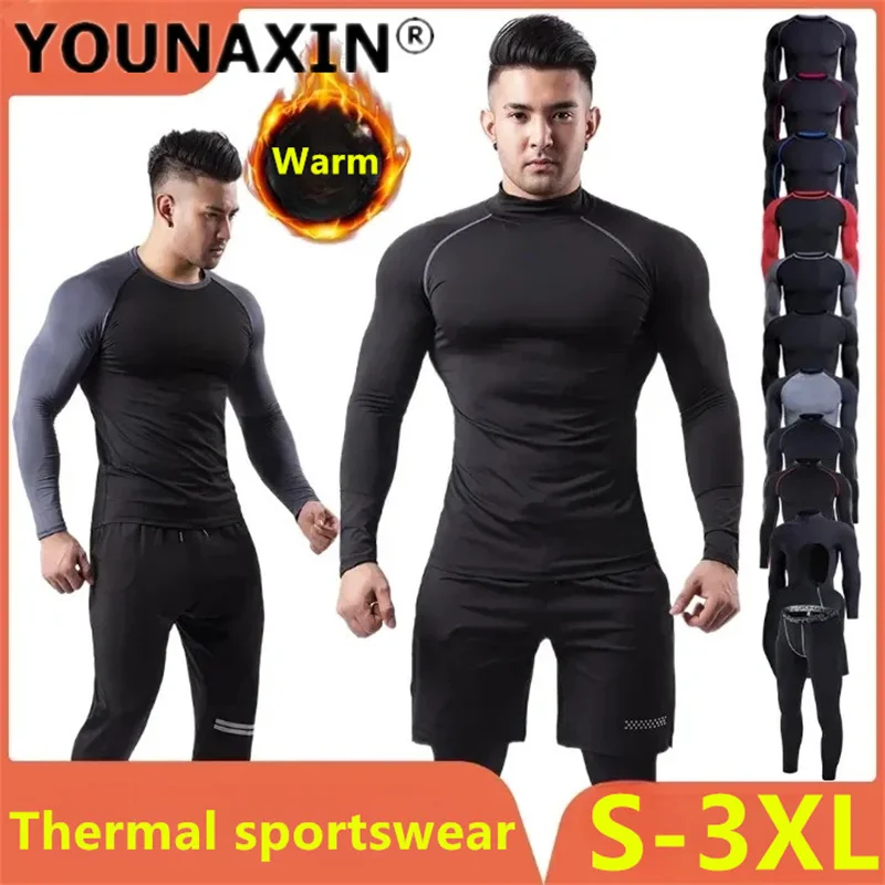 Unisex Plush Warm Fitness Clothing Thermal Men Winter Elastic Tight Long-sleeved Sports T-shirt Training Running Yoga Base Layer