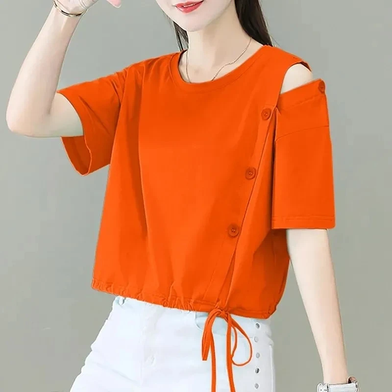 

Women Tees 2024 Summer O Neck Short Sleeve Oversized Loose Tshirt Solid Color Comfort Basic Tops For Women T Shirt