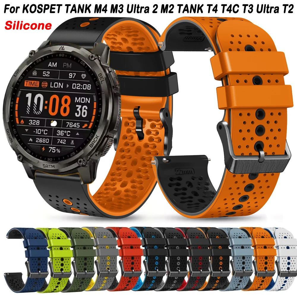 Heiß begehrtes 22mm Herren-Silikonarmband für KOSPET TANK T4C T4 T3 Ultra 2 T2 Armband für KOSPET TANK M4C M4 M3 Ultra M2 Atmungsaktiver Gürtel