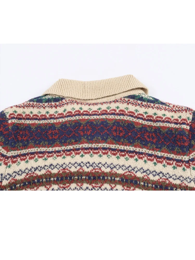 HH Cardigan eleganti da donna autunno Cardigan con colletto rovesciato Donna Chic monopetto stampato Tasche a maniche lunghe Top lavorato a maglia