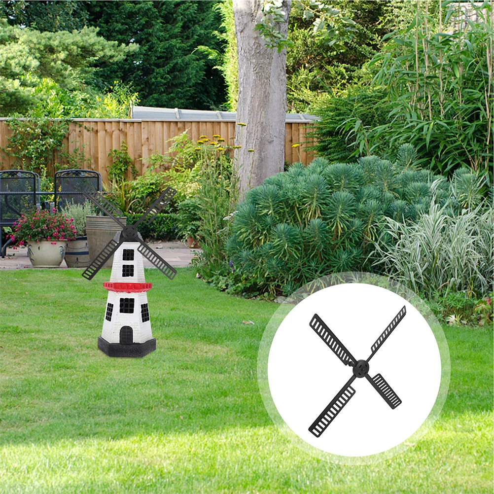

2Pcs Outdoor Solar Windmill Lighthouse Garden Accessory Waterproof Plastic Windmill Leaves Durable Replacement Parts Yard Use