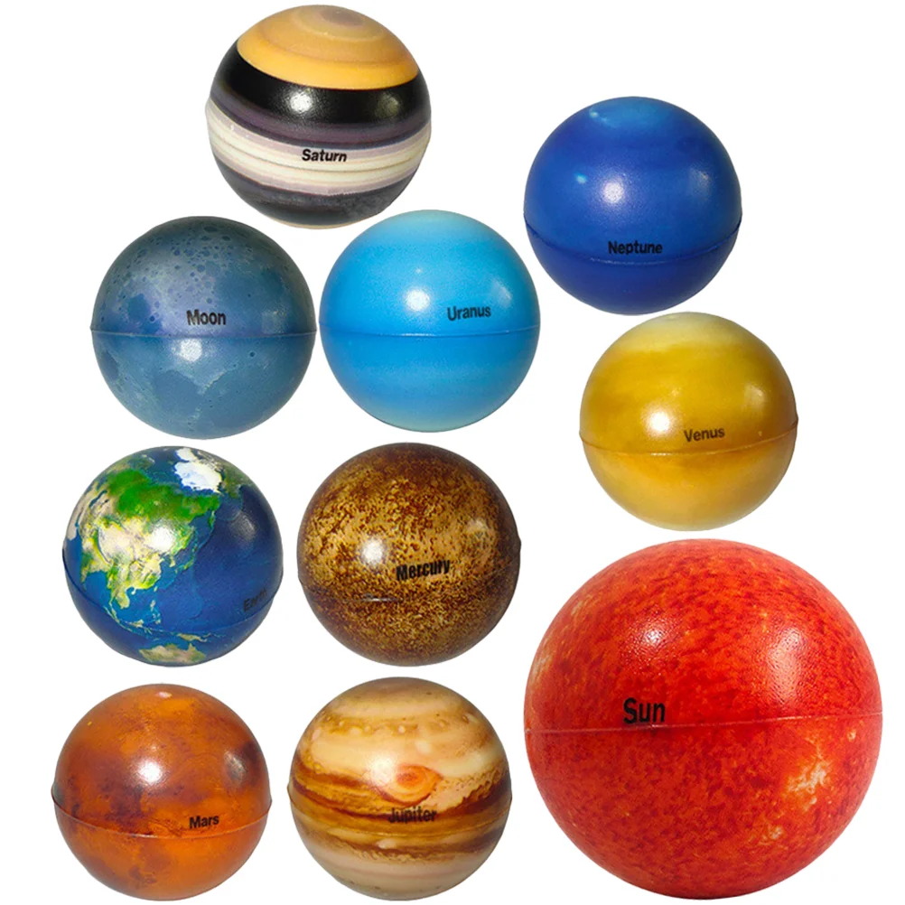 

Solar System Stress Balls Eight Planets Sun Moon Bouncy Ball Decompression Squeeze Balls Stress Relief Educational Toys