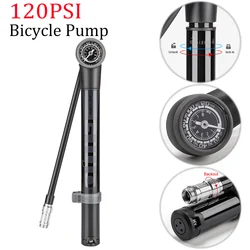 120PSI Road Bicycle Pump HP/HV Model Schrader Presta Valve Wth Gauge Inflate Rear Suspension Pump MTB Bike Inflator Accessories