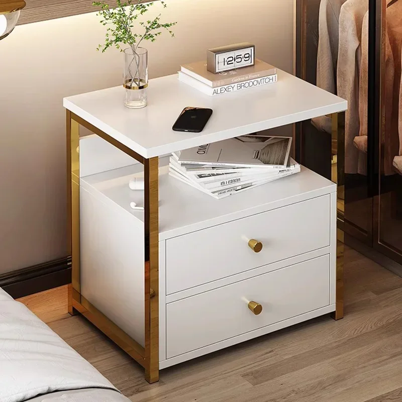 Drawer Storage Nightstand Modern Bedroom Wood Luxury Home Bedside Table Space Saving Mesita De Noche Garden Furniture Sets