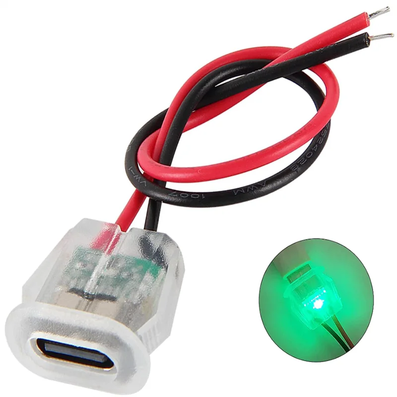 5/10pcs Type-C Female 2P Wire Type USB Connector Pigtail Cab