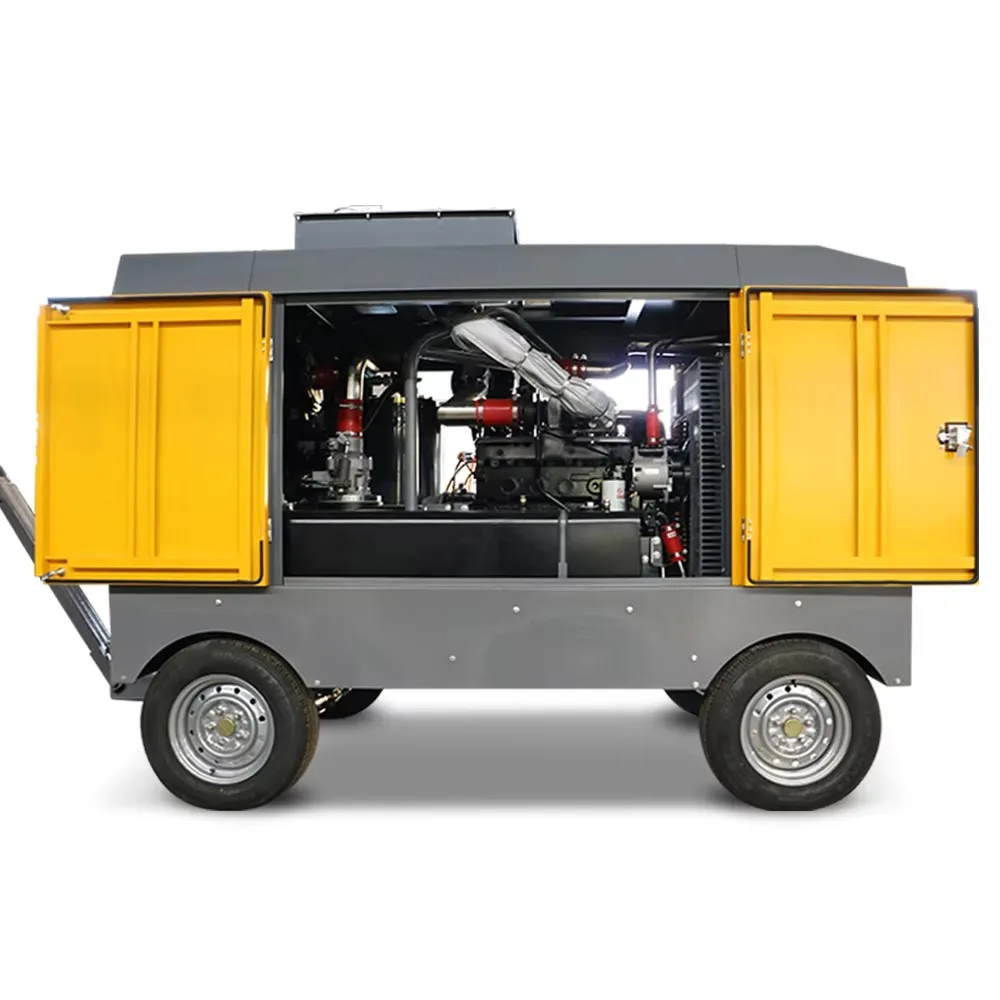 Brand New 8-35bar Diesel Air Compressor High Pressure Portable Screw Compressor for Water Well Drilling Rig China Factory