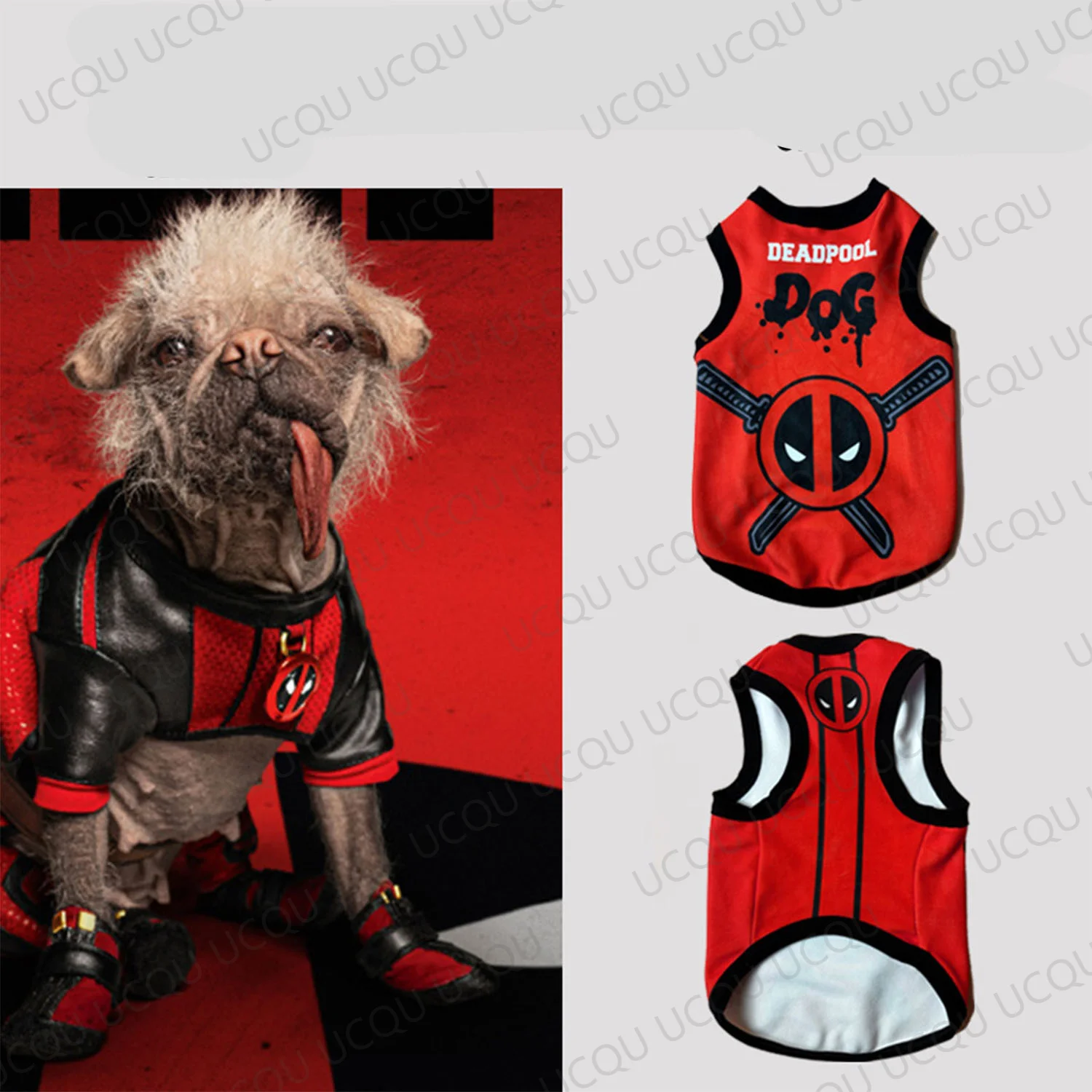 Deadpool & Wolverine Chaleco para mascotas Ropa para perros Traje a juego de estilo superhéroe de verano para razas pequeñas, medianas y grandes