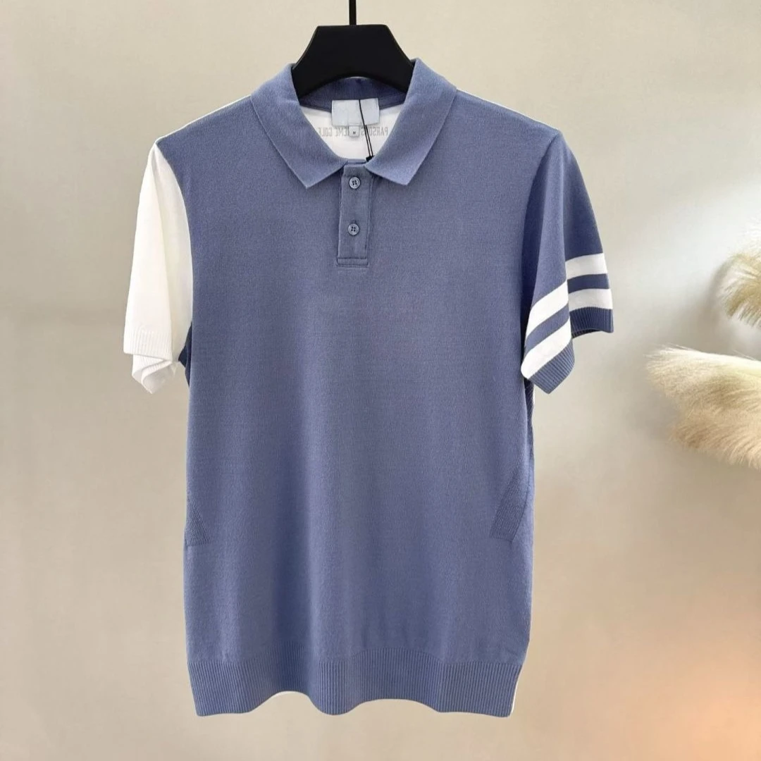 Men's Golf Short Sleeve Knit Top 2026 Fall New Korean Style Colorblock Lightweight Quick-Dry Sporty Baseball Versatile Stretch