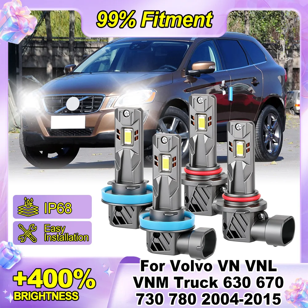 Faros LED de Alta/Baja Intensidad 6000K 9005 H11 para Camiones Volvo VN VNL VNM 630 670 730 780 2004-2015, Reemplazo de Halógeno 5570 CSP