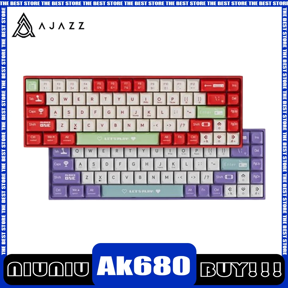 

Ajazz Ak680 Mechanical Keyboard Bluetooth Wireless Rgb E-Sports Gaming Keyboard Hot-Swap Long Battery Life Pc Gamer Accessories