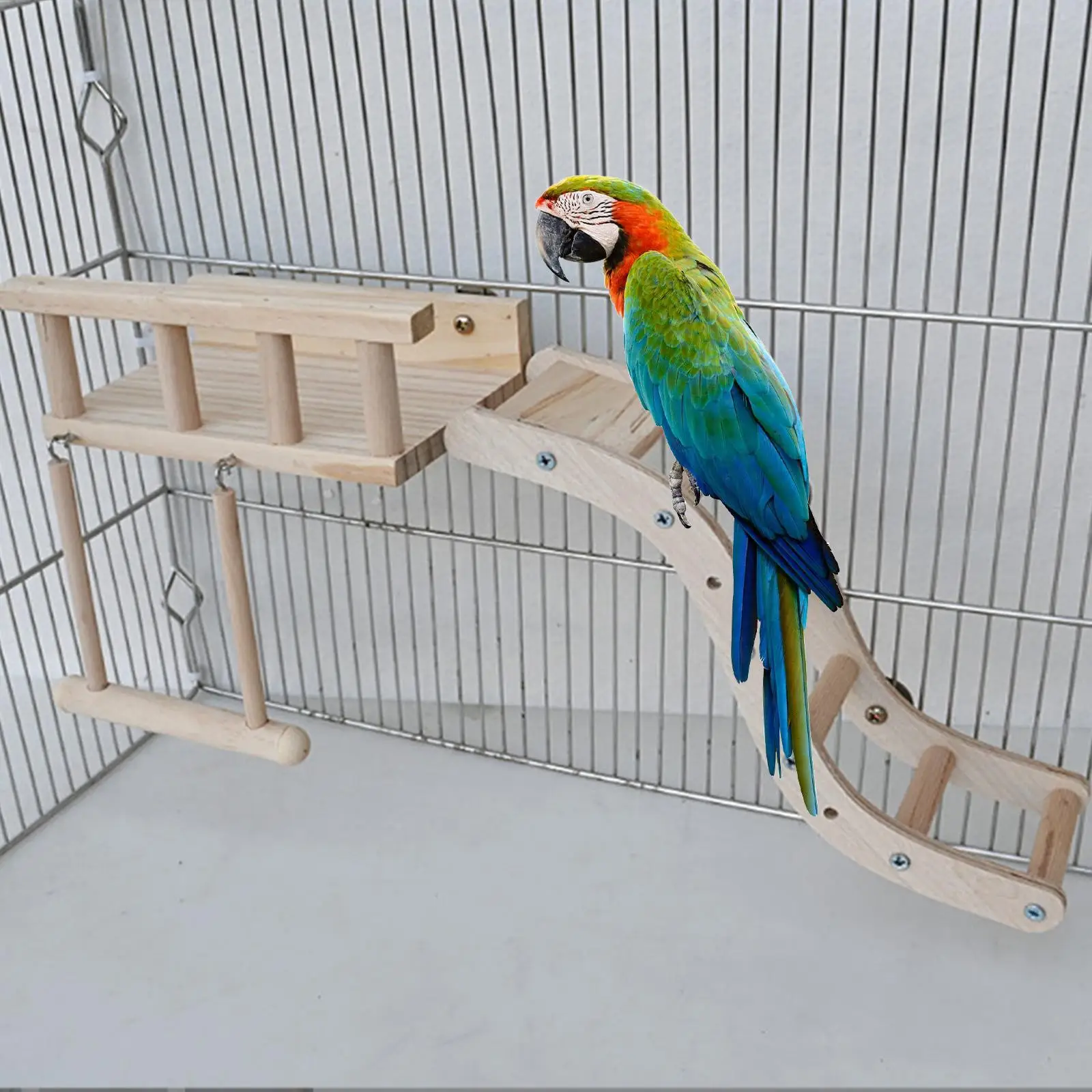 Posatoio per pappagalli in legno facile da installare accessori per gabbie gabbia per uccelli giocattolo multifunzione per parrocchetto criceto Lovebird Bluebird Exercise