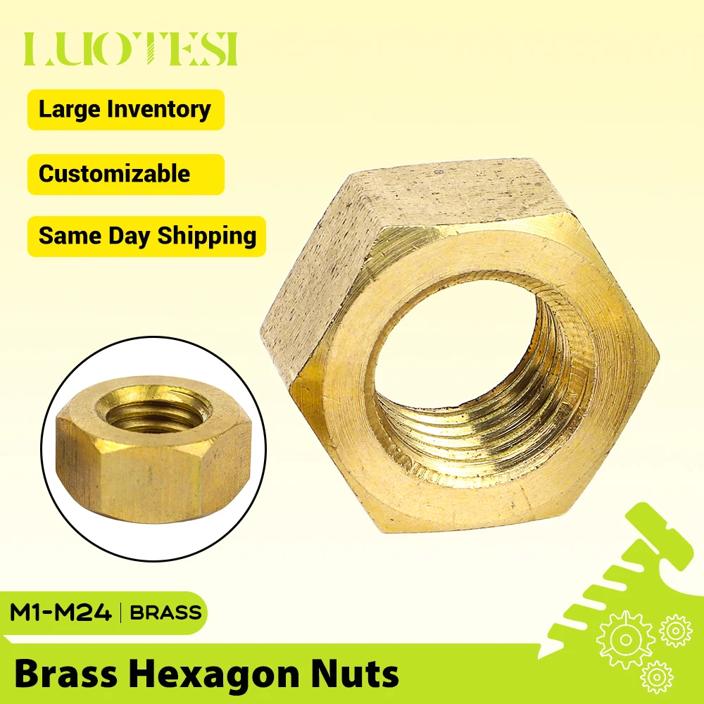 1-50pcs Metric Brass Copper Coarse Thread Hexagon Nut Fasteners M1 M1.2 M1.4 M2 M2.5 M3 M3.5 M4 M5 M6 M8 M10 M12 M14 M16 M20 M22