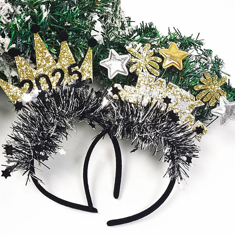 New Year\'s Headband Gold And Silver Color 2025 Christmas Party Accessories