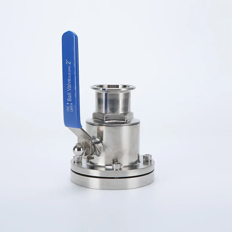 HLH 19/25/38/51/76mm Sanitary Flanged Tank Bottom Valve Chuck 50.5/64/77.5/91/106mm 304Stainless Steel Quick Installation Ball V