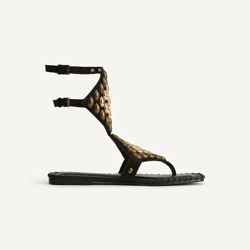 2026 New Desinger Modern Sandals Women Summer Flats Flip Flops Rivet Gladiator Sandal Booties Shoes Woman Sandalias De Mujer