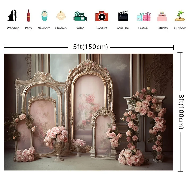 Mocsicka-parede do fundo da fotografia, suportes feitos sob encomenda, flores cor-de-rosa, partido do casamento, quebra do bolo, miúdos, Audlt, retratos familiares