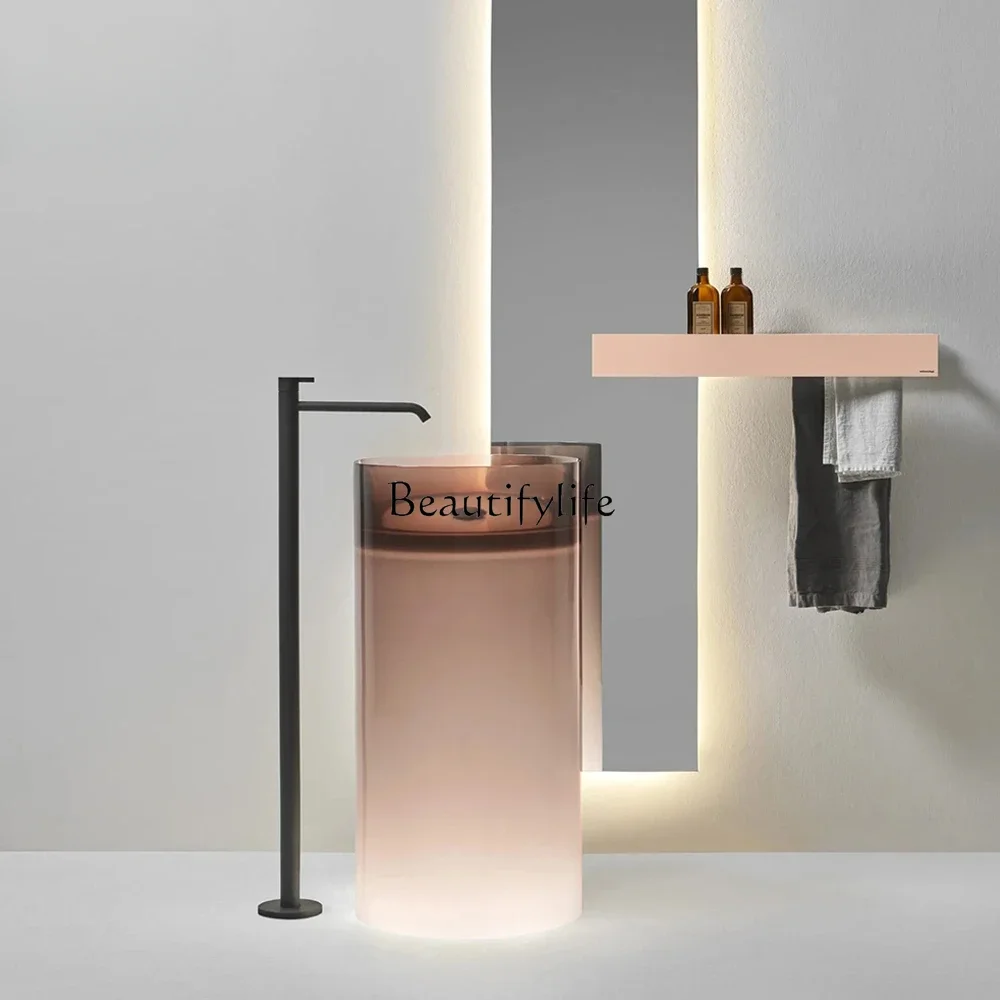 

yj5 Transparent Luminous Balcony Hotel B & B Small Apartment Washing Table Pillar Basin Sink Pool