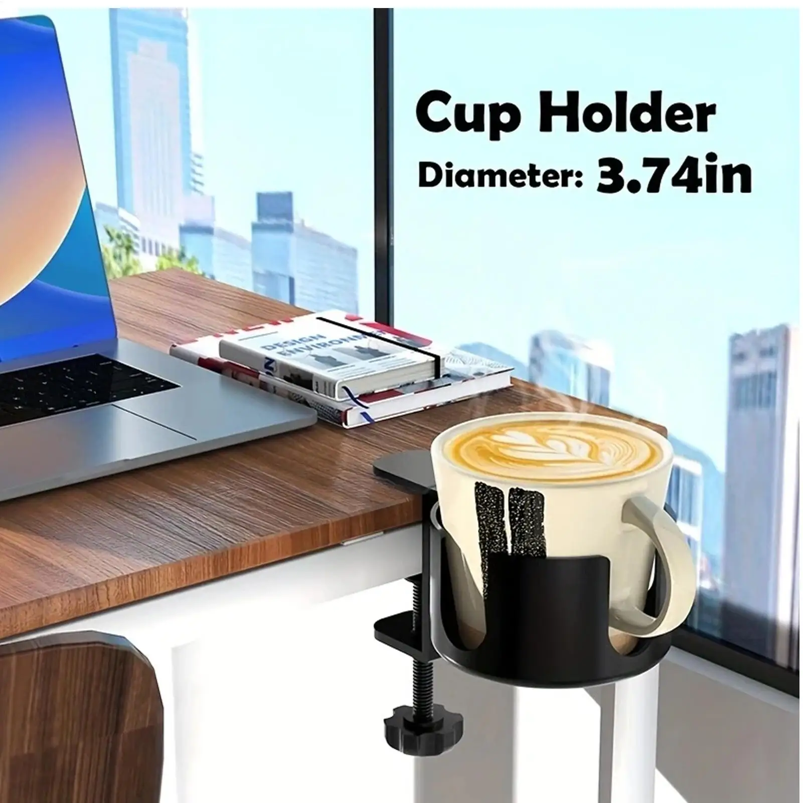 

Desk Cup Holder , Universal Adjustable Upgraded Arm Clamp Stand for Coffee Mugs, Water Bottles for Dining Room Kitchen