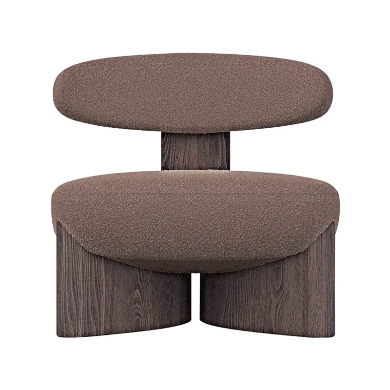 

Italian minimalist single chair low dining chair light luxury modern solid wood tea back leisure