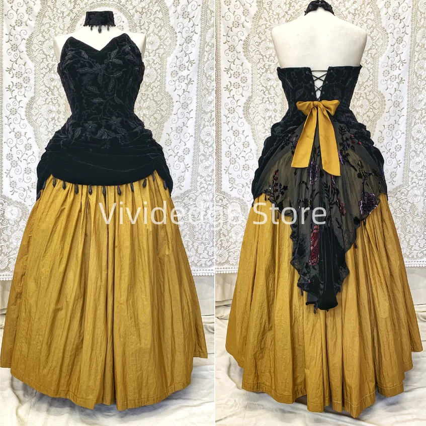 Customized  Black Ginger Gothic Wedding Dress Vampire Sexy Strapless Black Wedding Bowknot vestidos de fiestas elegantes mujer