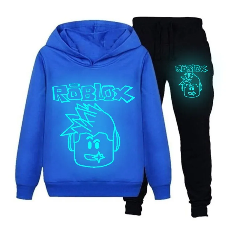 Nouveau Style Roblox jeu périphérique veilleuse impression créative enfant décontracté sweat à capuche pantalon nécessités quotidiennes 2 pièces/ensemble