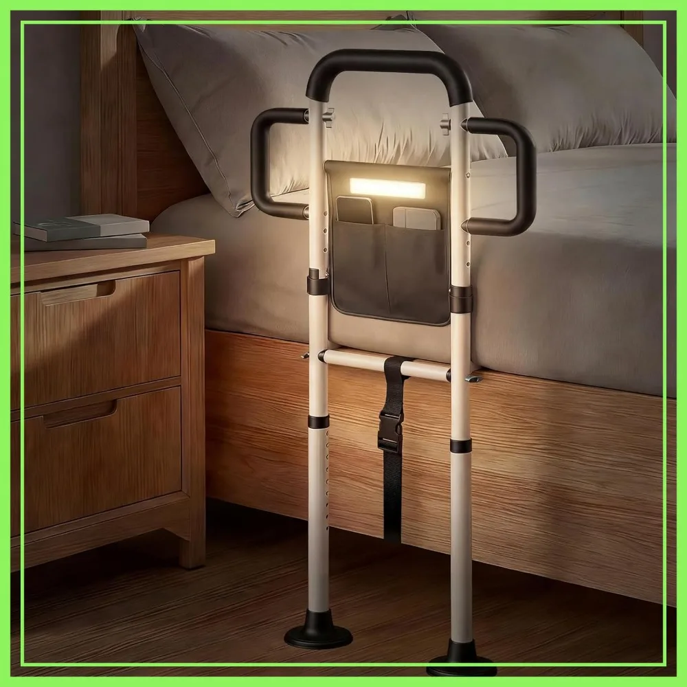 

Bed Rails for Elderly Safety, 400 Lbs Support, ASTM-Certified Adjustable Rail with Motion Sensor Light, Triple Non-Slip Handles & Dual Pockets