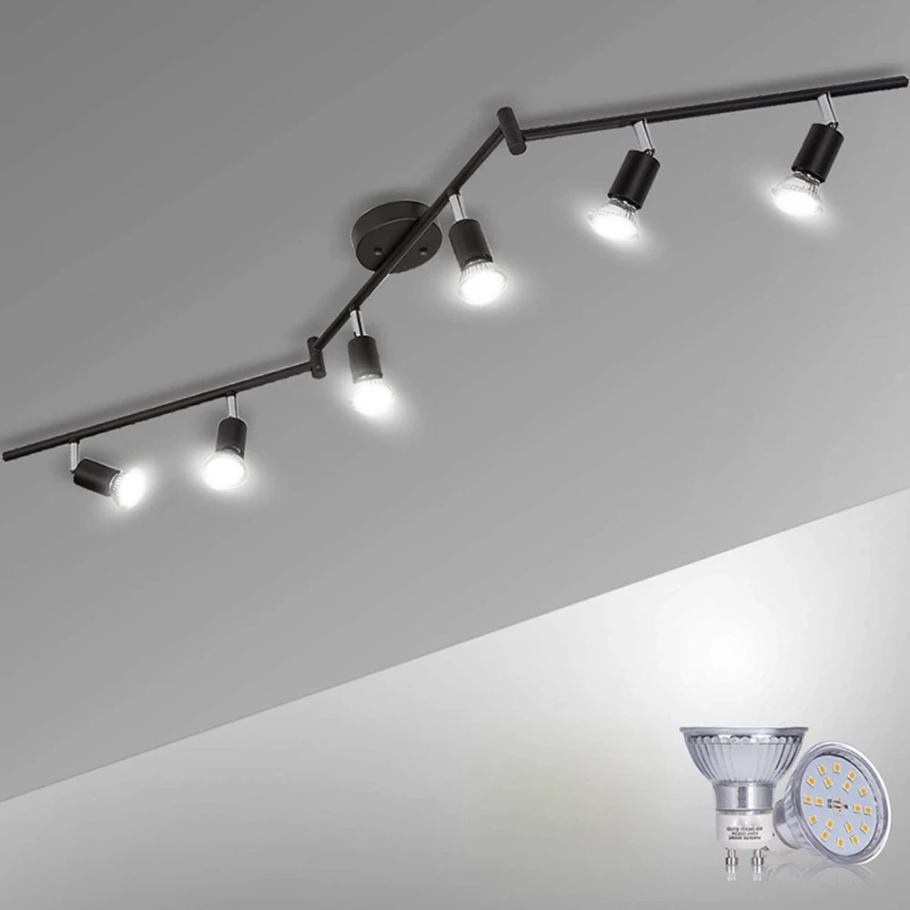 4/6 Lights Ceiling Spotlight GU10 LED Bulb Angle Adjustable Ceiling Lamp For Bedroom Living Room Store Decor Track Spot Lighting