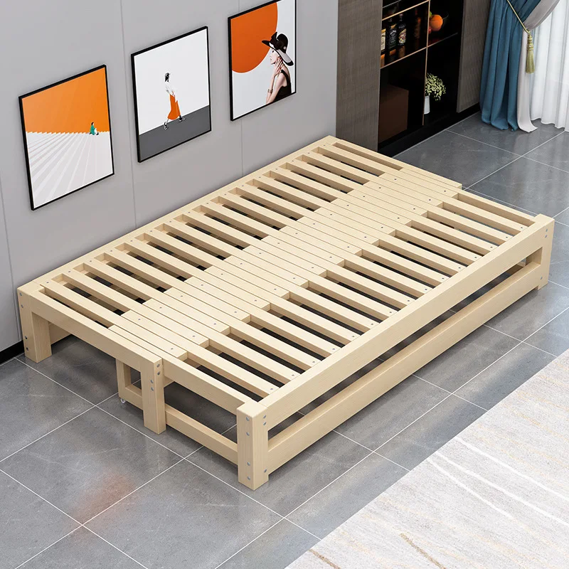 

Диван-кровать из массива дерева, многофункциональный раскладной татами, выдвижная телескопическая кровать, для небольших квартир, для сидения и сна, выдвижная.