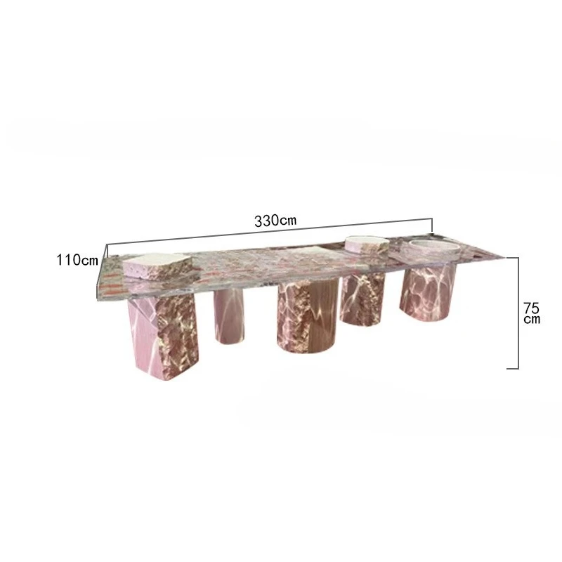 Italian European minimalist natural marble dining table, rectangular display